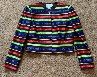 Veste boléro courte en ruban vintage des années 80 : tenues de soirée glamour SZ. 12 moyennes JAQUELINE FERRAR