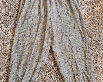 Pantaloni vintage anni '90 ALFRED DUNNER Petite 12 Crop a righe con coulisse Nero Oro