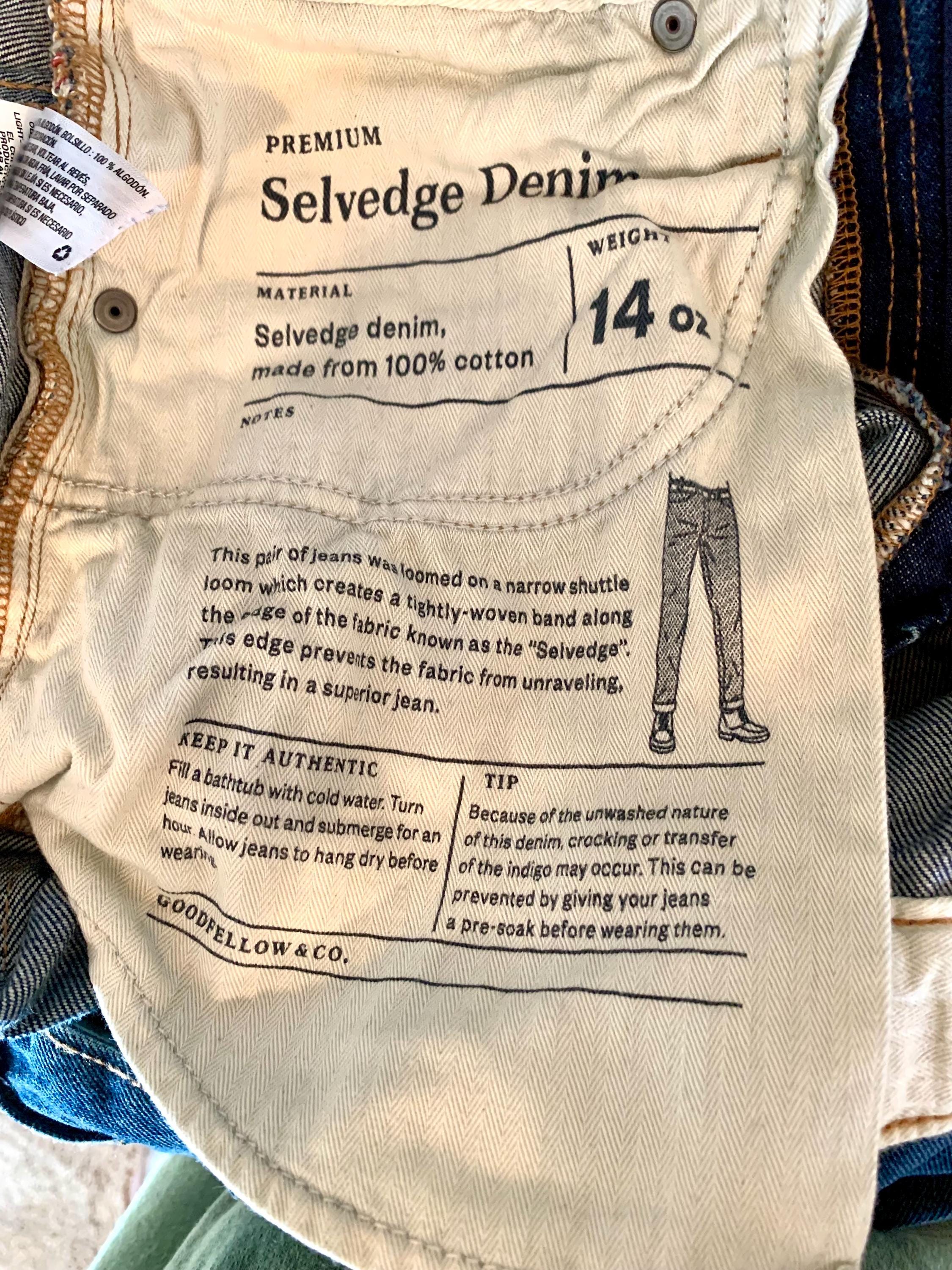 Goodfellow Co Premium Selvedge Denim Mens 30 X 32 Dark Wash Slim Straight Fit Classic Casual Preppy Usa Etsy