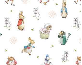 100/% Cotton Fabric The World of Beatrix Potter Peter Rabbit Flopsy Mopsy