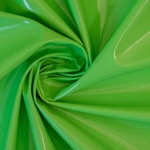 Lime Green PVC Fabric - Shiny Gloss Spandex Stretch Fabric - PU Coated - 1 way stretch - width 145 cm