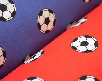 Football Footballs Soccer Balls Printed Poly Cotton Fabric Red and or Blue  - Printed Poly cotton fabric - width 110 cm