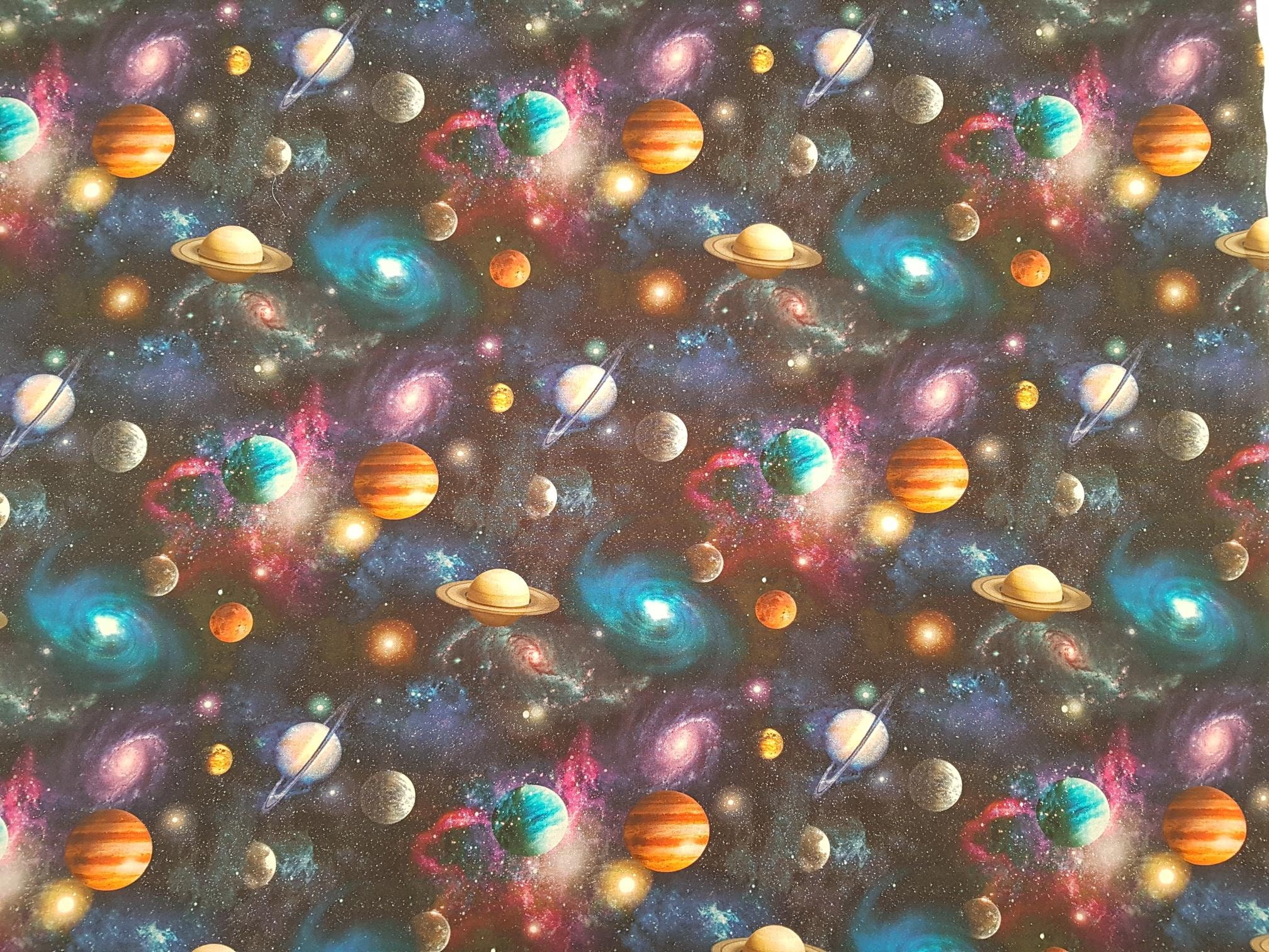 Universe Space Cotton Fabric Digitally Printed Etsy