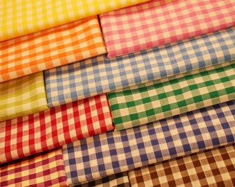 Gingham Poly Cotton Fabric 1/4 inch check , Sold by the Metre 114 cm Wide