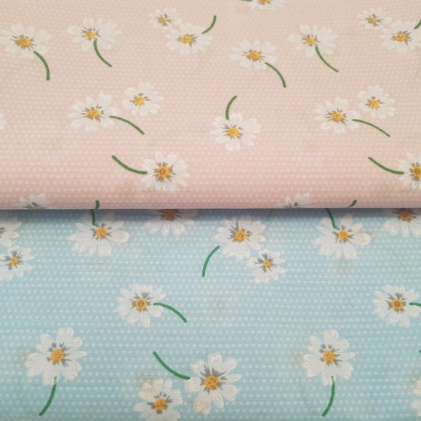 Daisy Polka Dot Floral Print - Poly Cotton Fabric (Per Metre)