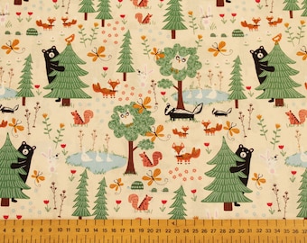 Novelty Woods Cream - 100% craft cotton print fabric