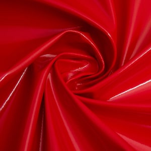 Red PVC Fabric - Shiny Gloss Spandex Stretch Fabric - PU Coated - 1 way stretch - width 145 cm