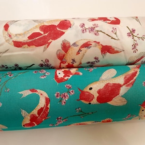 Japanese Koi Carp Fish design - Rose & Hubble craft cotton poplin fabric