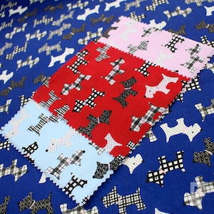 Black & White Scottie Dogs - Printed Polycotton Fabric (Per Metre)