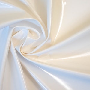 White PVC Fabric - Shiny Gloss Spandex Stretch Fabric - PU Coated - 1 way stretch - width 145 cm