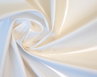White PVC Fabric - Shiny Gloss Spandex Stretch Fabric - PU Coated - 1 way stretch - width 145 cm