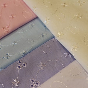 Broderie Anglaise 3 hole Polyester and Cotton Fabric, Sold by the Metre 150 cm Wide