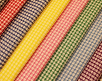 Gingham Poly Cotton Fabric 1/8 inch check , Sold by the Metre 114 cm Wide