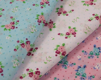 Roses & Pin Spots - Poly Cotton Fabric (Per Metre)