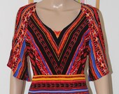 Vintage Women 39 s Mod Retro Print Beach Cover Up Button Up Sides Size 12