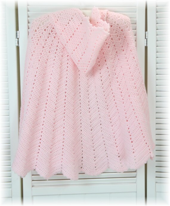 Girls Shabby Chic Pretty Pink Hooded Crochet Open… - image 5