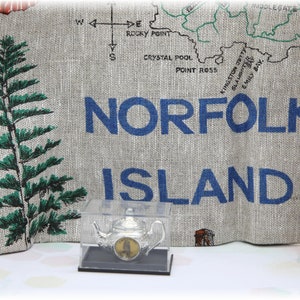 Vintage Norfolk Island Landmarks & Animals Souvenir Linen Tea Towel