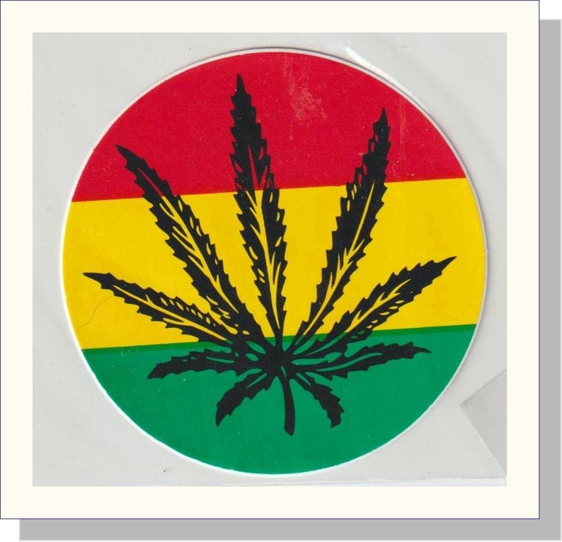Vintage Retro 80/'s Rastafarian Colours Medicinal Leaf Sticker Sealed Collectible