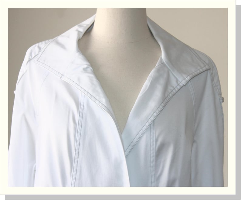 Vintage Women/'s White A Line Grey Topstitch Jacket With Pockets Size XL