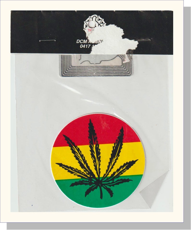 Vintage Retro 80/'s Rastafarian Colours Medicinal Leaf Sticker Sealed Collectible