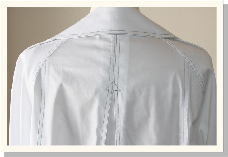 Vintage Women/'s White A Line Grey Topstitch Jacket With Pockets Size XL