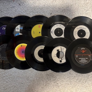 Lote de 10 discos de vinilo individuales de 7" para manualidades o arte