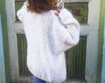 Hand Knit Cardigan, Fluffy Mohair Sweater, Knit Oversize Women Cardigan Bernadette, Cozy Cardigan, Wedding Cardigan, Gift for Her