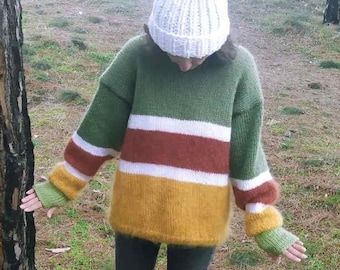 Hand Knit Mohair Sweater: Oversized Women's Jumper