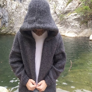 Chunky Knit Men Cardigan, Knit Cardigan Sweater, Hand Knitted Cozy Cardigan, Git For Him, Husband Gift, Boyfriend Gift