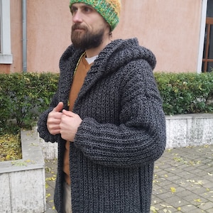 Mens chunky knit zip up cardigan deals