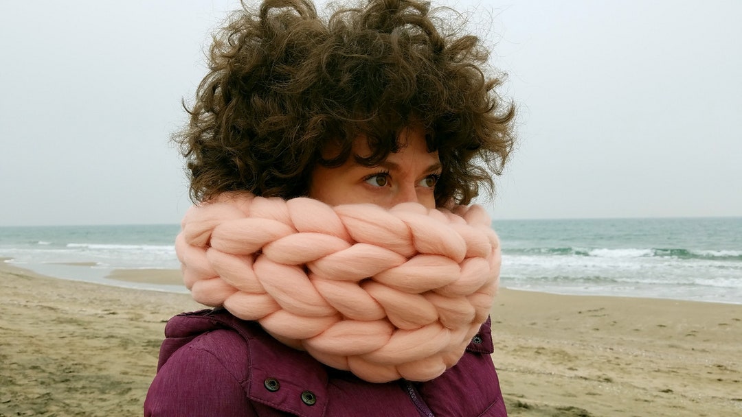 Infinity Scarf Chunky Knit Scarf Crochet Scarf Wool Scarf Merino Wool ...