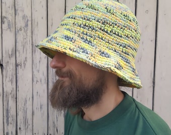 Man Knit Bucket Hat | Crochet Bucket Hat Man | Women Bucket Hat | Unisex  Hat | Festival Hat | Fisherman Hat | Brim Hat | | Multicolor Hat