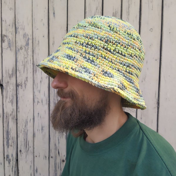 Man Knit Bucket Hat | Crochet Bucket Hat Man | Women Bucket Hat | Unisex Hat | Festival Hat | Fisherman Hat | Brim Hat | | Multicolor Hat