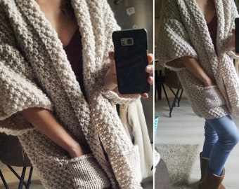 Hand Knit Women Cardigan Oversize Cozy Knit Sweater Oversize Knitwear Bulky Cardigan Gift for Her