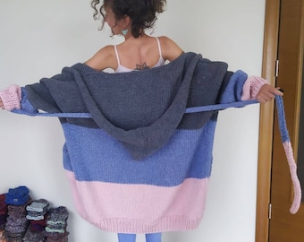 Chunky Knit Women Cardigan, Oversize Wool Cardigan for Women, Oversize Knitwear, Hand Knit Soft Sweater, Girlfriend Gift for her, Women Gift