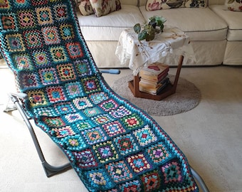 Hand Gehäkelte Grandma Square Afghan Decke, Multicolor Baumwolle