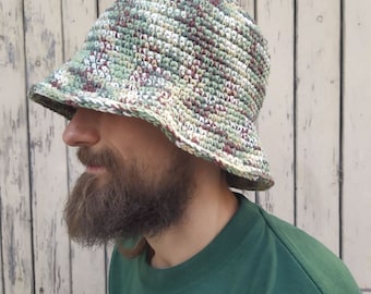 Crochet Bucket Hat Man | Women Bucket Hat | Unisex Hat | Festival Hat | Man Knit Hat | Fisherman Hat | Brim Hat | Multicolor Hat