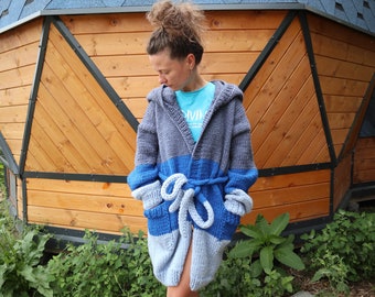 Chunky Knit Women Cardigan, Oversize Wool Cardigan for Women, Oversize Knitwear, Hand Knit Soft Sweater, Girlfriend Gift for her, Women Gift