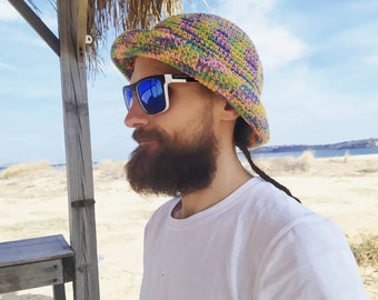 Colorful Crochet Bucket Hat | Cotton Mix Unisex Brim Hat