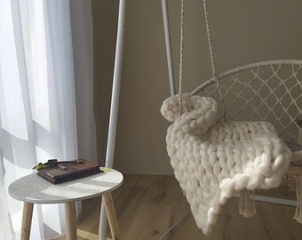 Chunky Knit Blanket Giant Knit Merino Wool Blanket 100% Merino Wool Huge Stitch Cozy Blanket Christmas Gift for Her Girlfriend Gift for Her