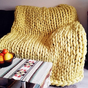 Chunky Knit Blanket Giant Knit Blanket 100% Merino Wool Huge Stitch Cozy Blanket Merino Wool Blanket Color N 2