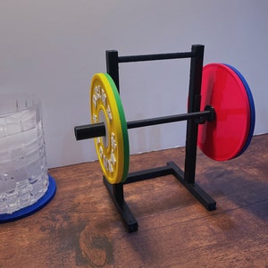 Weight Plate Coaster Squat Rack - Funny Gym Coffee Coaster Rack with Pen, Pencil Holder for Table, Desk Accessory | Crossfit & Fitness Gift