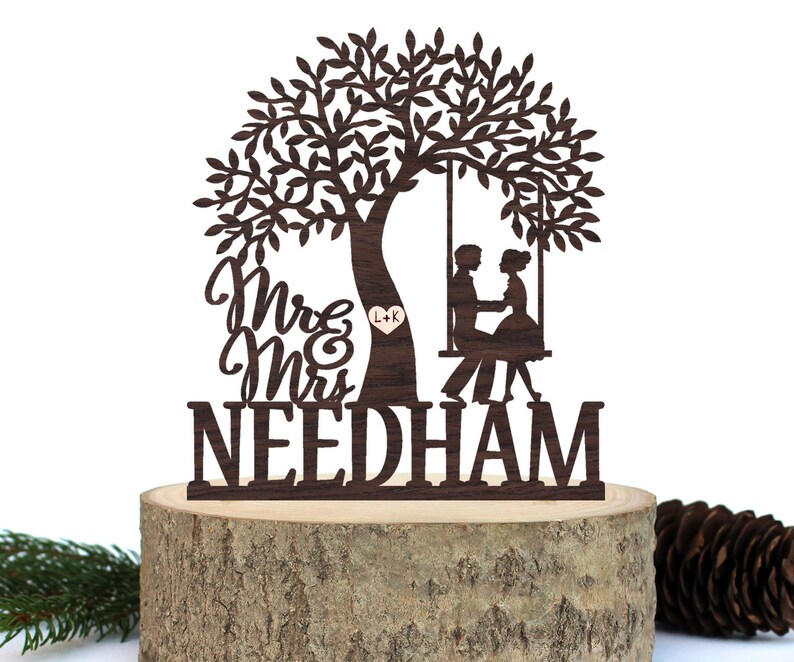 Rustic Wedding Cake Topper. Tree with Couple on Swing Cake Etsy