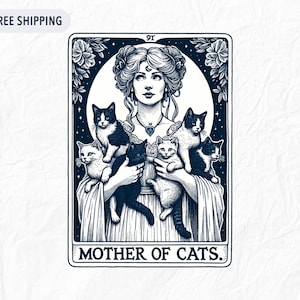 Cartas del Tarot de Animales - Madre de Gatos - Pegatina de Mamá Gata, regalo para dueños de mascotas