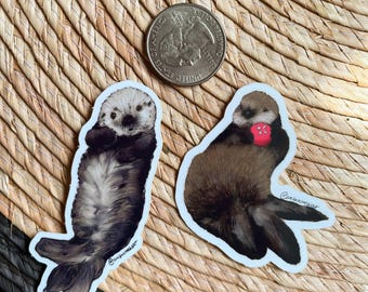 Set of 4 Tofino and Luna Baby Sea Otter Stickers