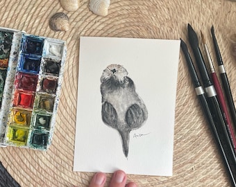 Pawcifer Jojo Original Watercolor Sea Otter Painting
