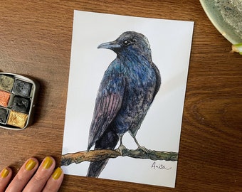 Watercolor Raven Print