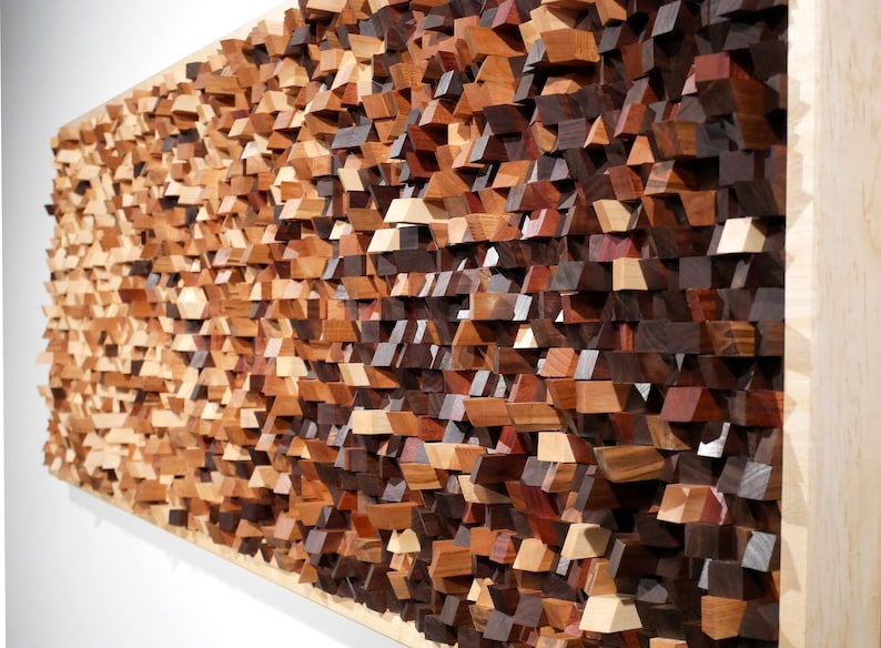 Wood Wall Art Sound Diffuser Contemporary Wall Sculpture Etsy