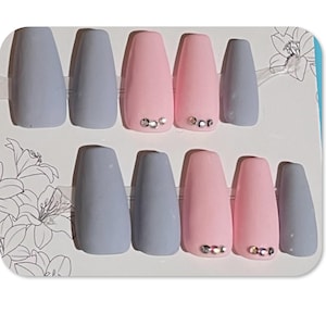 Solid Color Press On Nails, Custom Fake Nails, Long and Short Options, Glue On Nails, Plain Nail Set, Acrylic Coffin Nails Size S