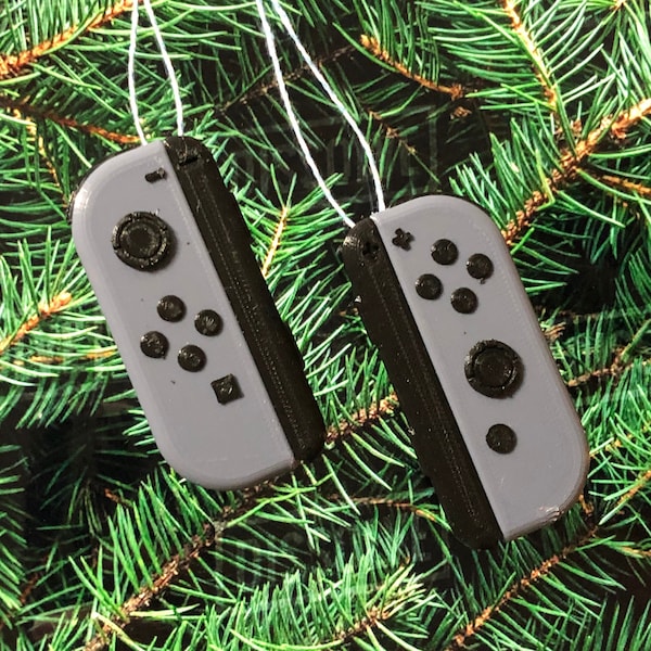 Pair of Switch Inspired Joycon GREY Ornament - Gift for Gamer, Throwback Gaming, Birthday, Holiday, Console, Graduation